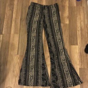 Boho Hippie patterned wide long flared bottom
